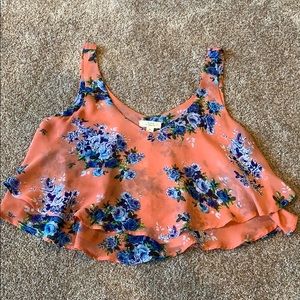 Iris pink flower crop top